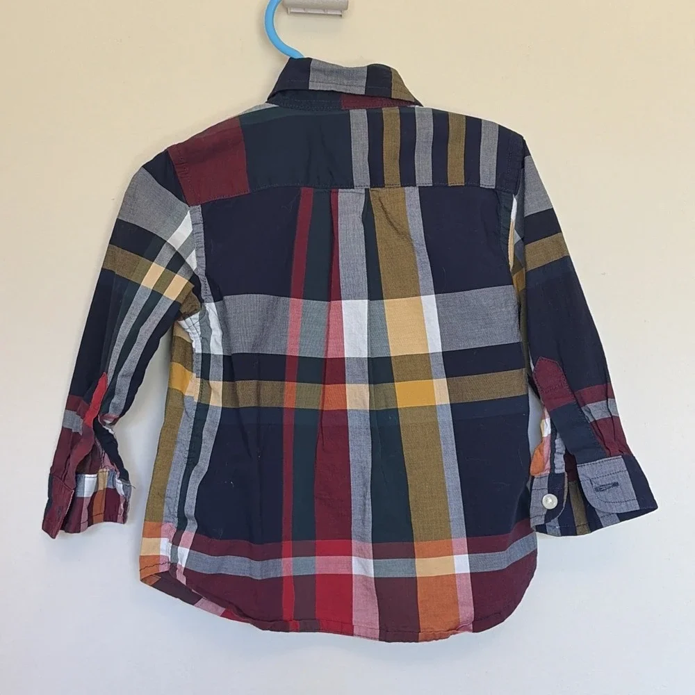 Ralph Lauren Multicolor Dark Plaid Natural Stretch Button Down Shirt Toddler 18M